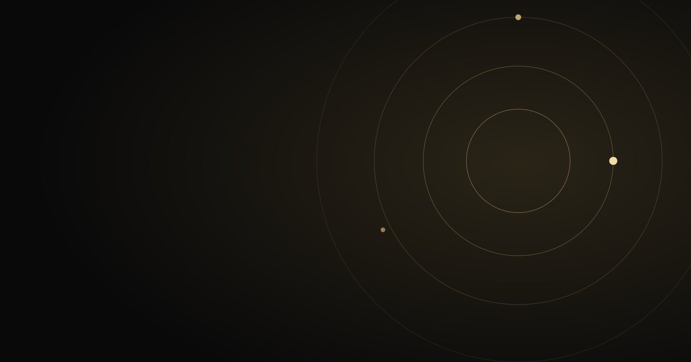 Brass rings orbiting a small bright dot on a dark background. A placeholder drawing for this sample post.
